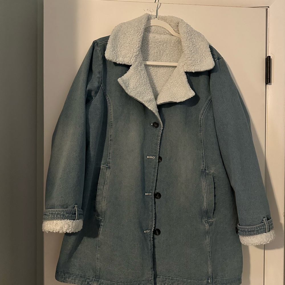 Women's Denim Sherpa-Lined Coat
